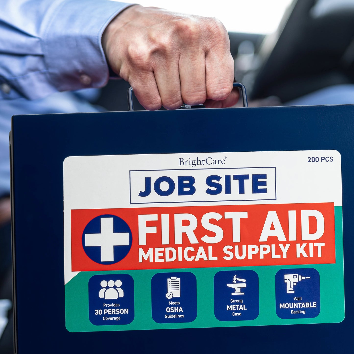 First Aid Kit for Job Site with carry handle