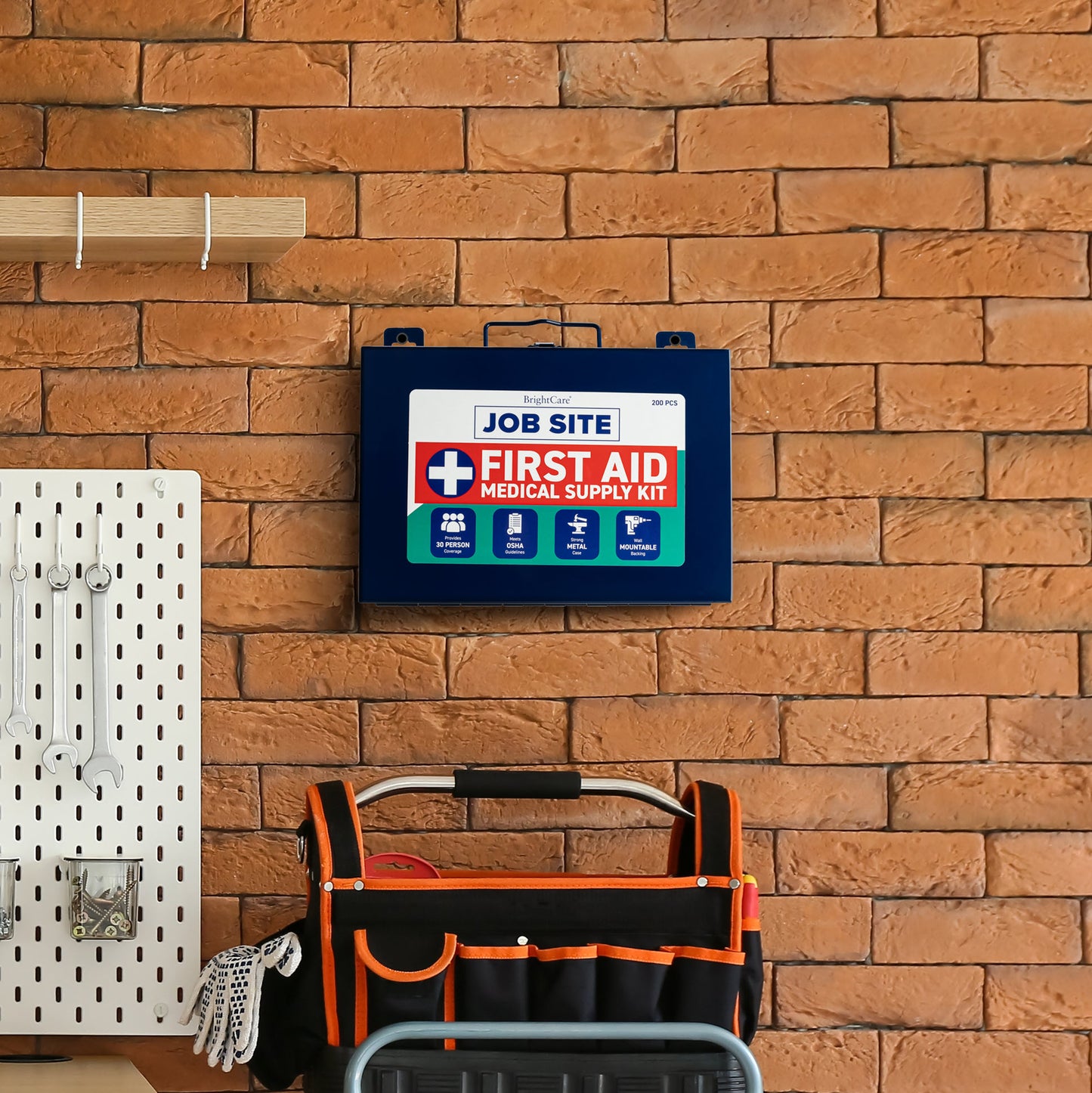 Wall First Aid Kit for Job Site with white background