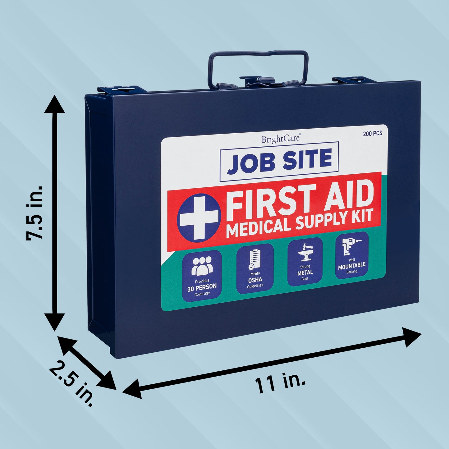 First Aid Kit for warehouse with dimensions shown