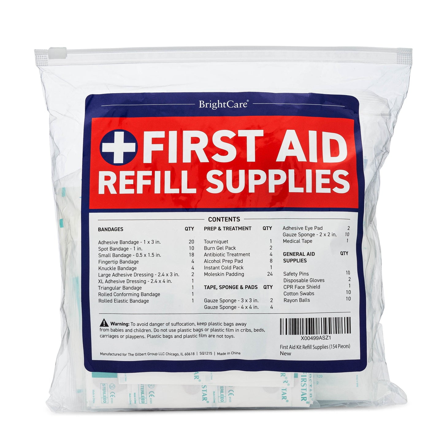 First Aid Refill Supplies Bag with white background