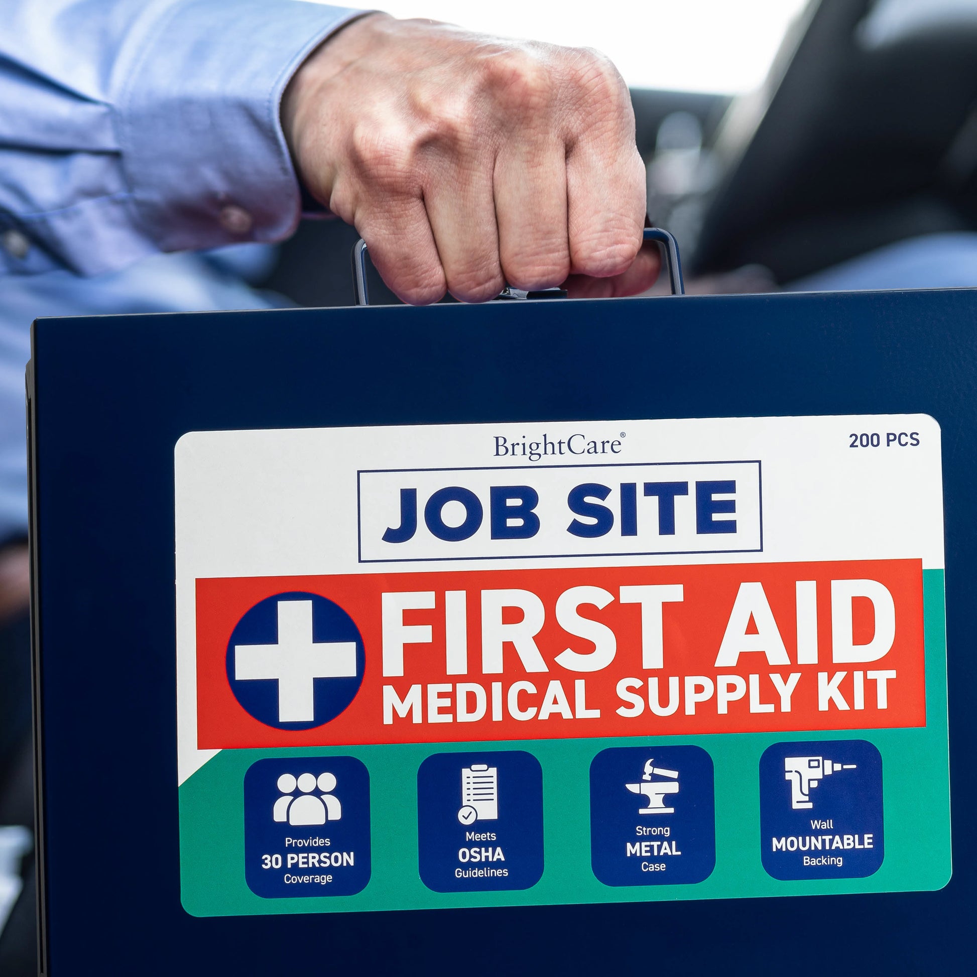 First Aid Kit for Job Site with carry handle