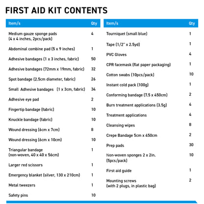 First Aid Kit contents large